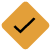 Confirmation check mark inside orange diamond.